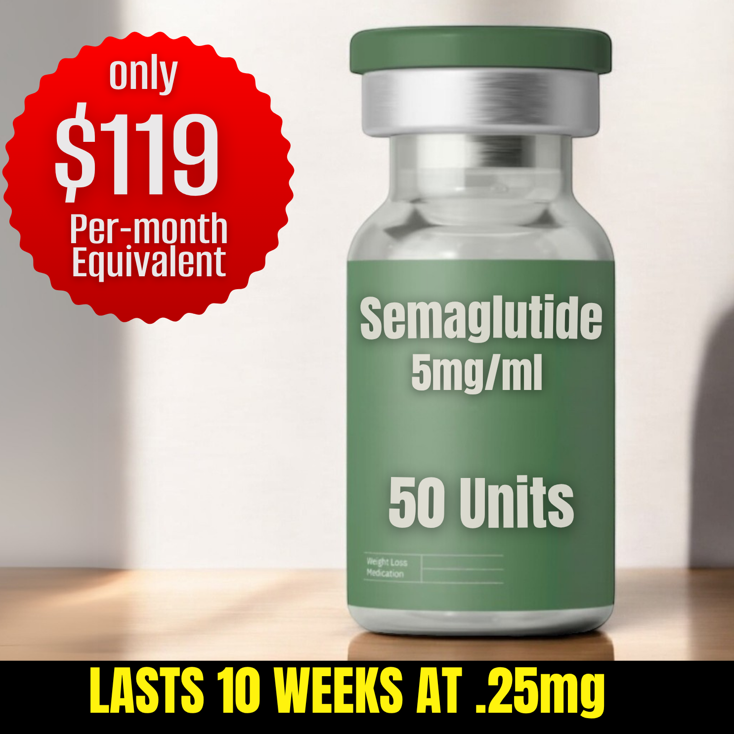 50 Units Semaglutide $299 (10 Weeks)